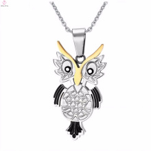 Haute qualité en acier inoxydable hibou pendentif collier bijoux